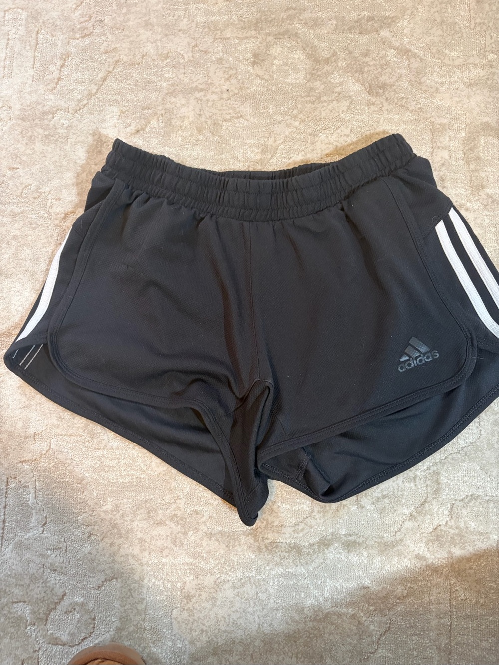 adidas Black Women’s Athletic Shorts with White Stripes